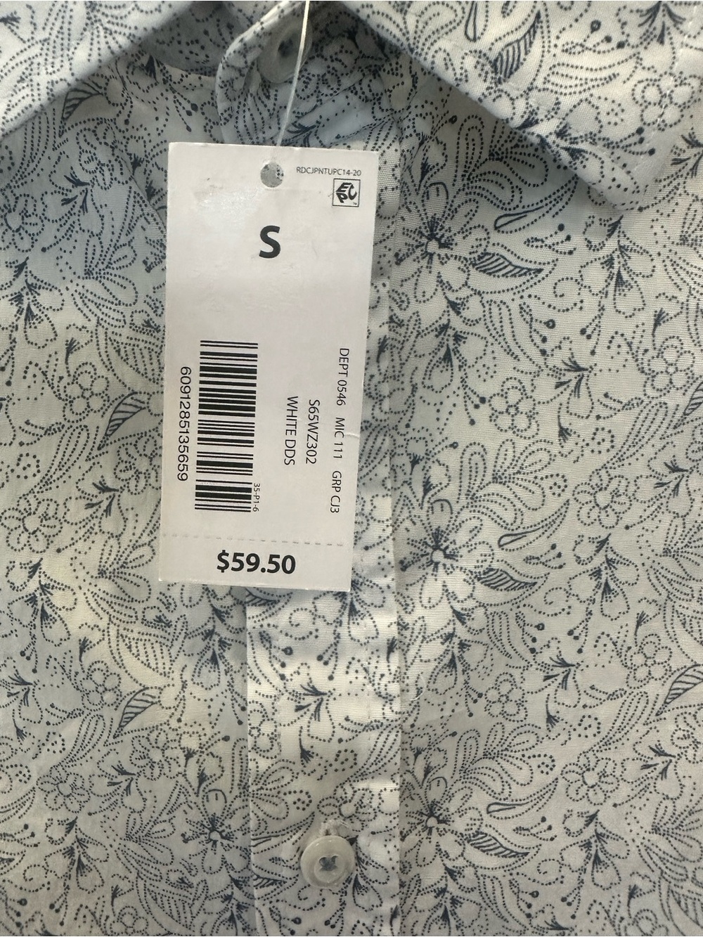Daniel Cremieux White Shirt with Navy Paisley Floral Print - Picture 4 of 5